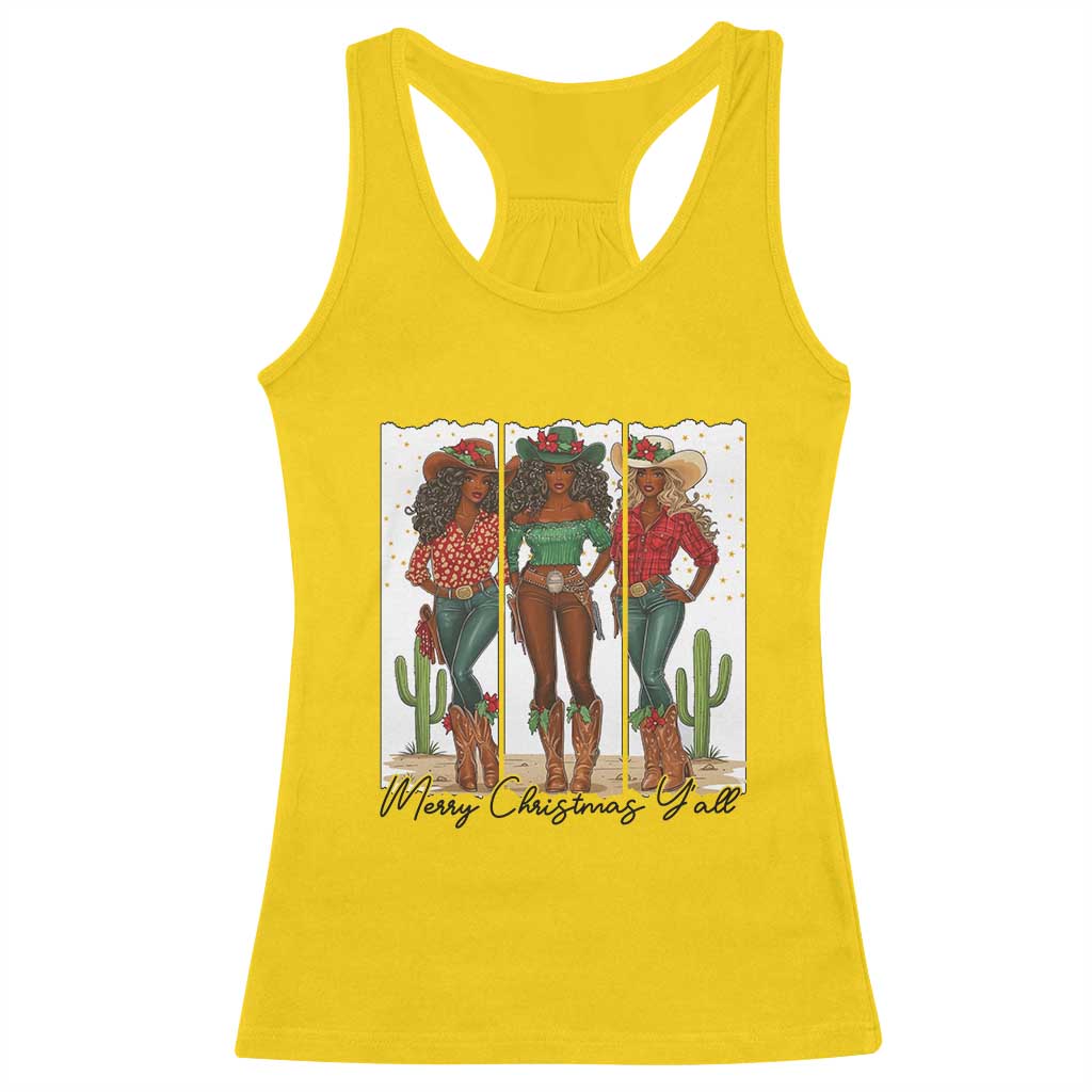 Merry Christmas Y'all Racerback Tank Top Funny Western Holiday Gift For Cowgirl - Wonder Print Shop
