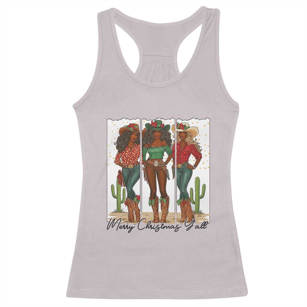 Merry Christmas Y'all Racerback Tank Top Funny Western Holiday Gift For Cowgirl - Wonder Print Shop