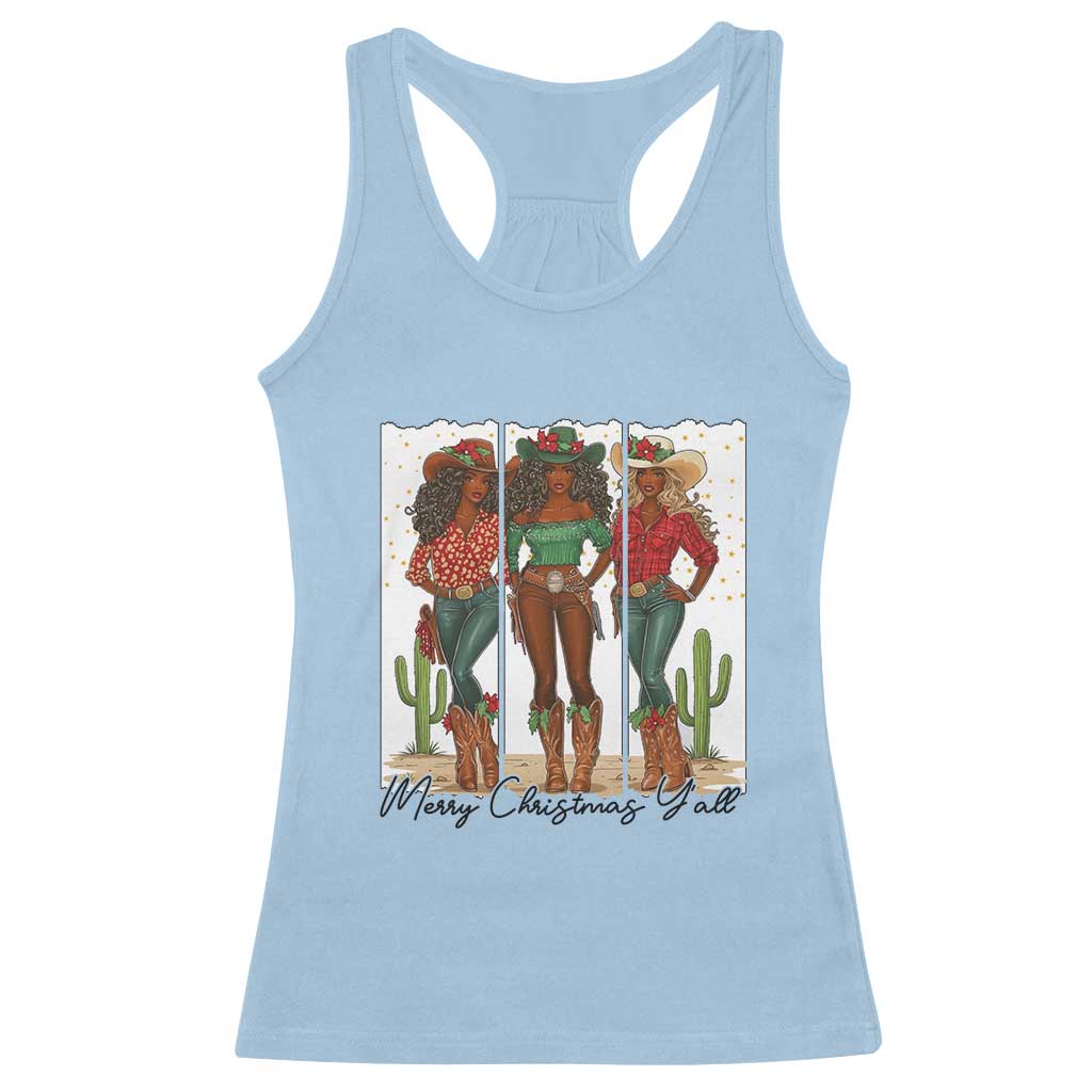 Merry Christmas Y'all Racerback Tank Top Funny Western Holiday Gift For Cowgirl - Wonder Print Shop