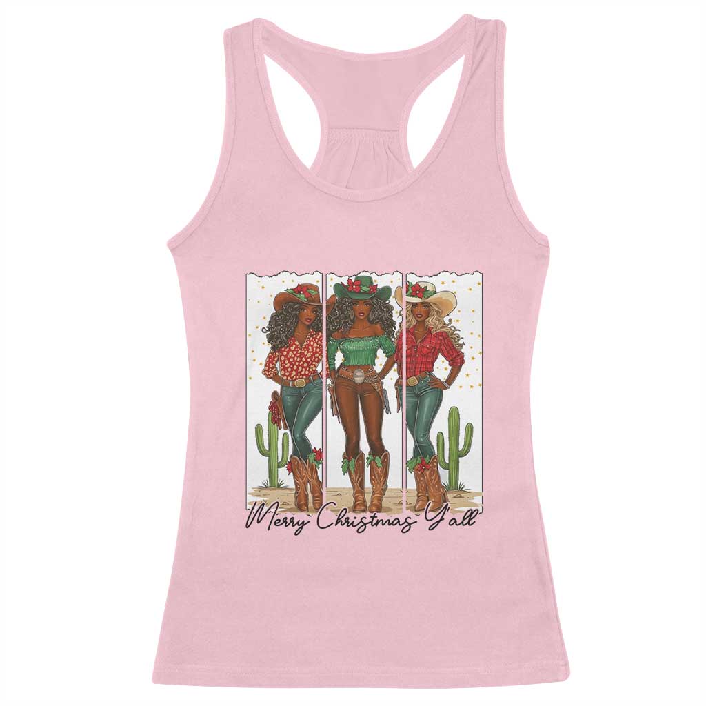 Merry Christmas Y'all Racerback Tank Top Funny Western Holiday Gift For Cowgirl - Wonder Print Shop