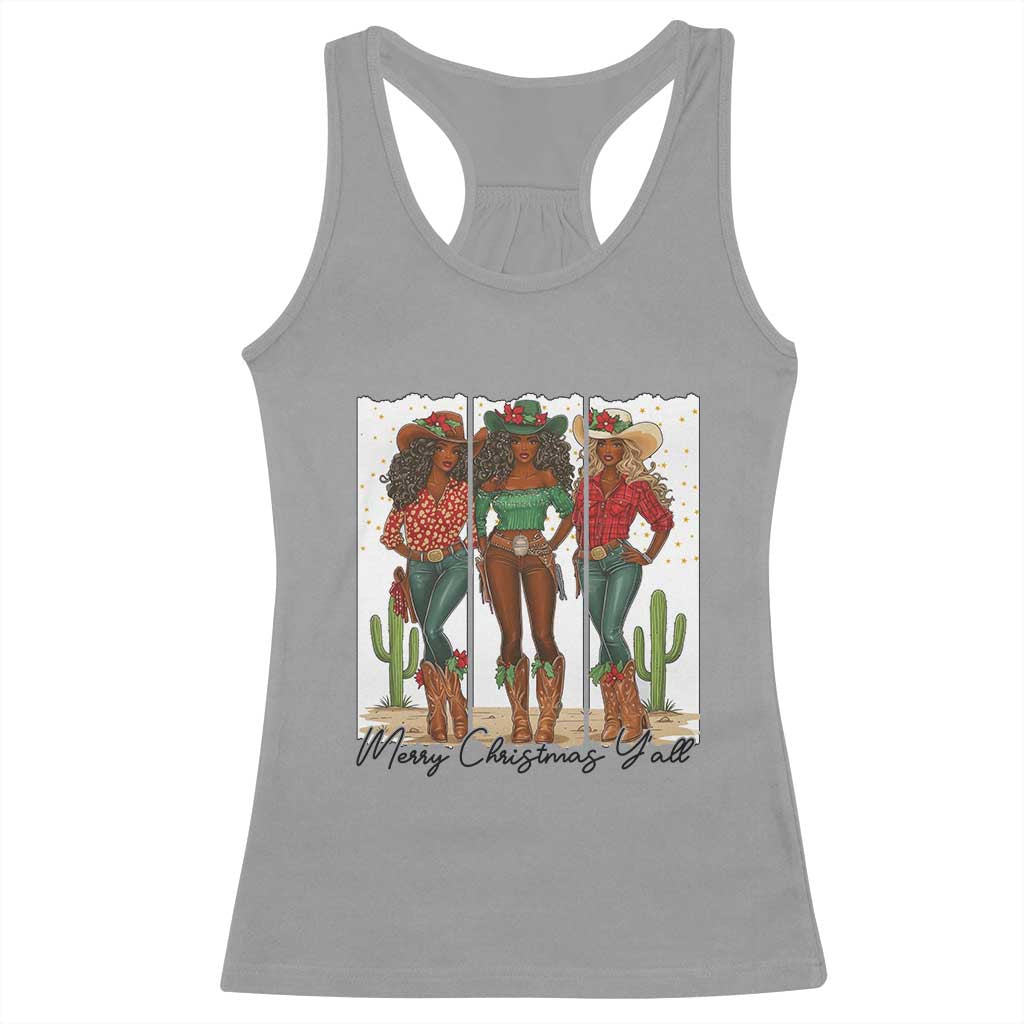 Merry Christmas Y'all Racerback Tank Top Funny Western Holiday Gift For Cowgirl - Wonder Print Shop