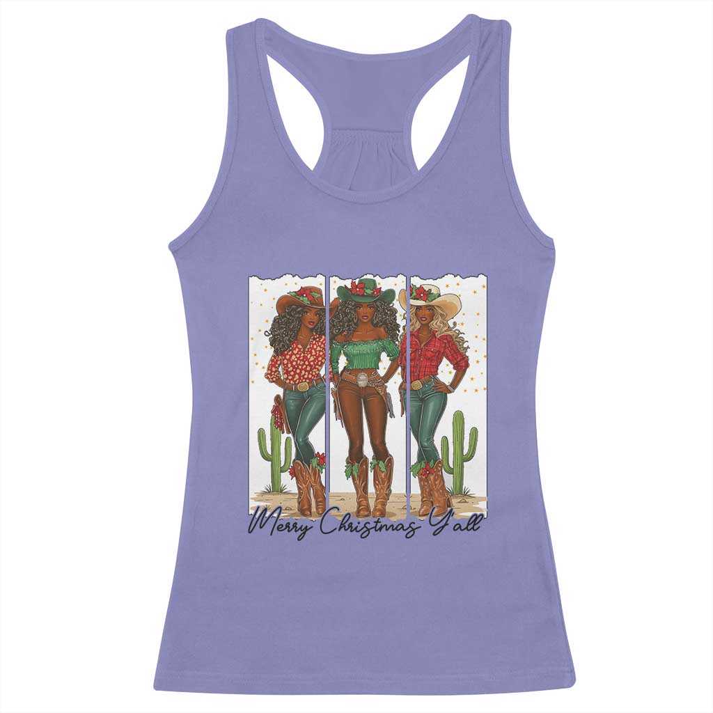 Merry Christmas Y'all Racerback Tank Top Funny Western Holiday Gift For Cowgirl - Wonder Print Shop