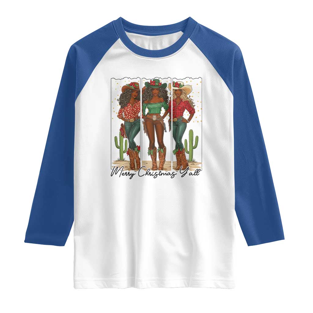 Merry Christmas Y'all Raglan Shirt Funny Western Holiday Gift For Cowgirl - Wonder Print Shop