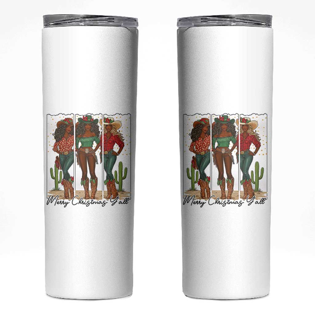 Merry Christmas Y'all Skinny Tumbler Funny Western Holiday Gift For Cowgirl - Wonder Print Shop