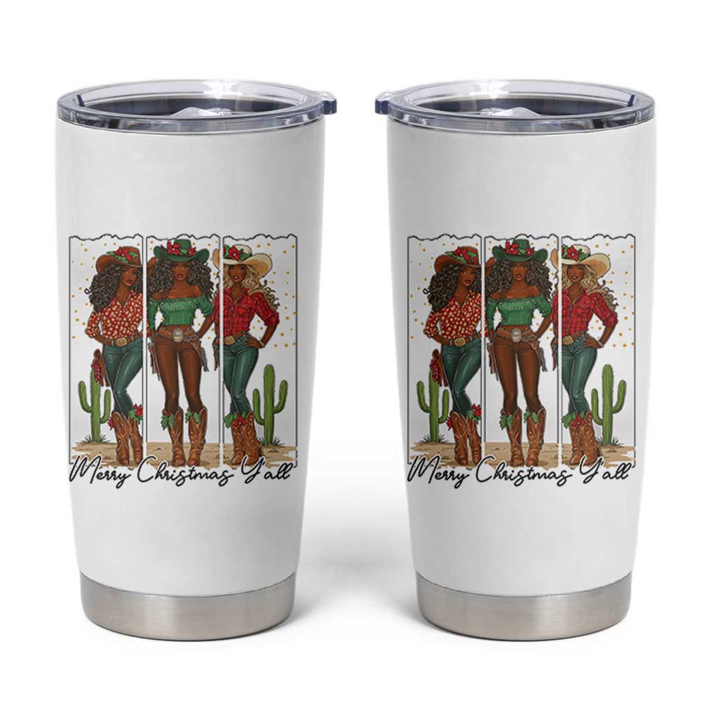 Merry Christmas Y'all Tumbler Cup Funny Western Holiday Gift For Cowgirl - Wonder Print Shop