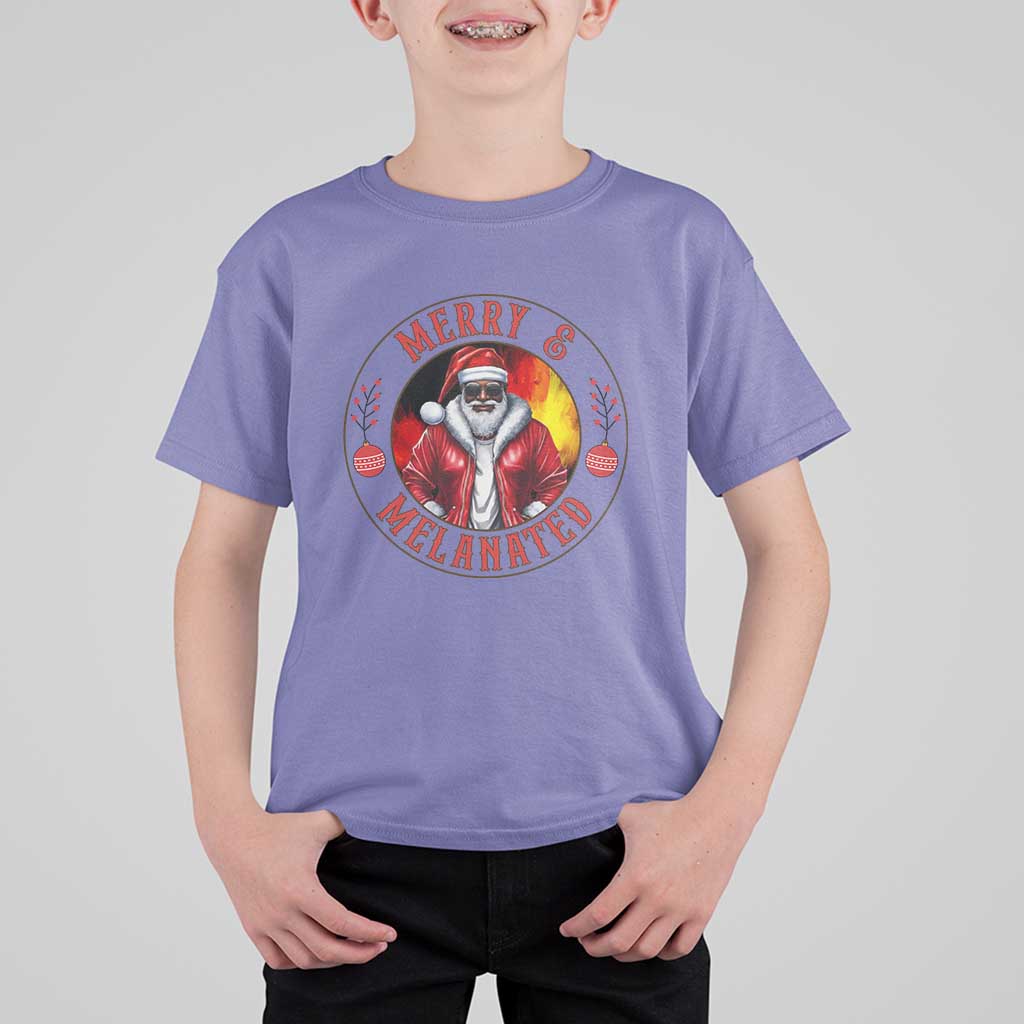 Black Santa Merry And Melanated T Shirt For Kid Christmas Holiday Gift - Wonder Print Shop