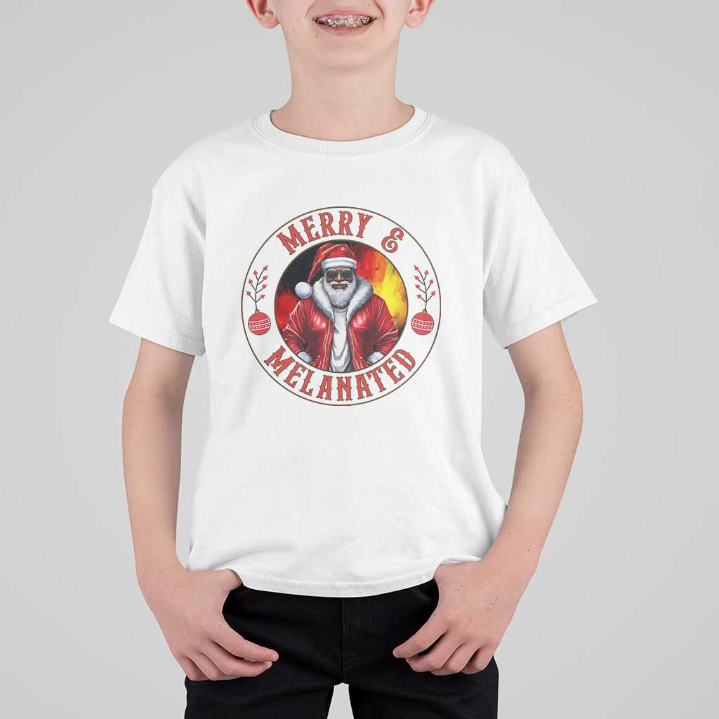 Black Santa Merry And Melanated T Shirt For Kid Christmas Holiday Gift - Wonder Print Shop