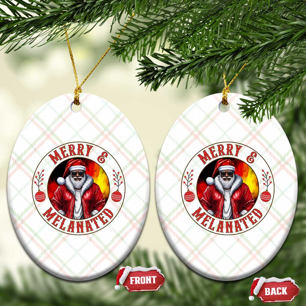 Black Santa Merry And Melanated Ceramic Ornament Christmas Holiday Gift - Wonder Print Shop