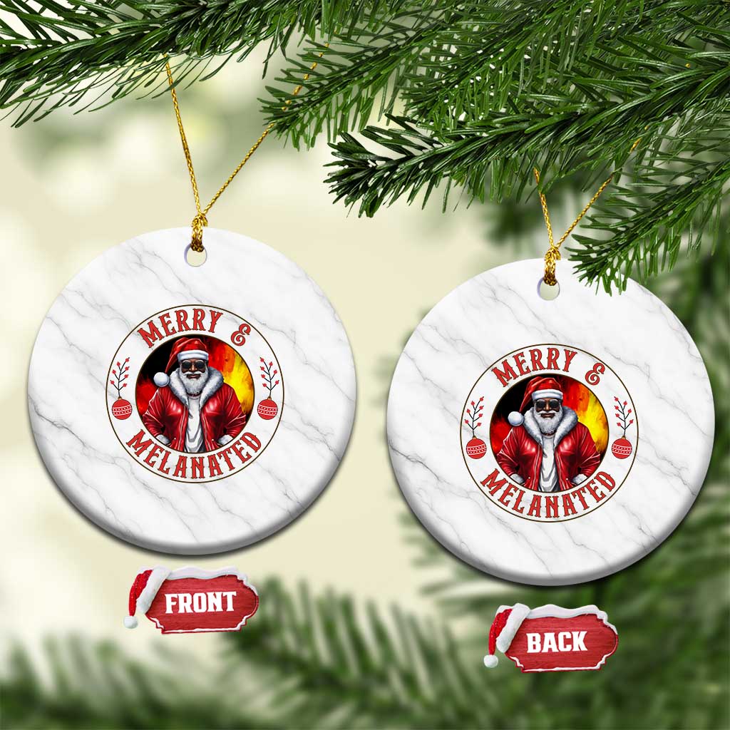 Black Santa Merry And Melanated Ceramic Ornament Christmas Holiday Gift - Wonder Print Shop