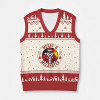 Black Santa Merry And Melanated V-Neck Knit Sweater Vest Xmas Holiday Gift - Wonder Print Shop