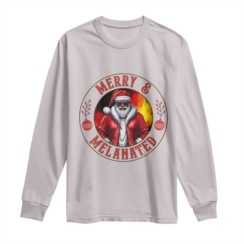 Black Santa Merry And Melanated Long Sleeve Shirt Christmas Holiday Gift - Wonder Print Shop