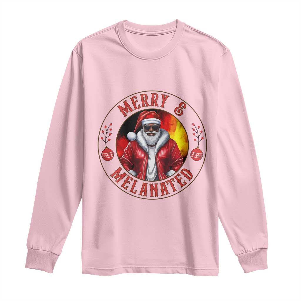 Black Santa Merry And Melanated Long Sleeve Shirt Christmas Holiday Gift - Wonder Print Shop