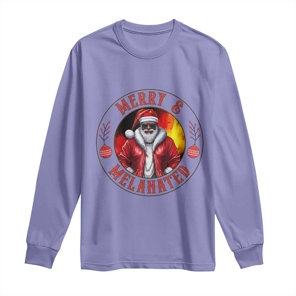 Black Santa Merry And Melanated Long Sleeve Shirt Christmas Holiday Gift - Wonder Print Shop