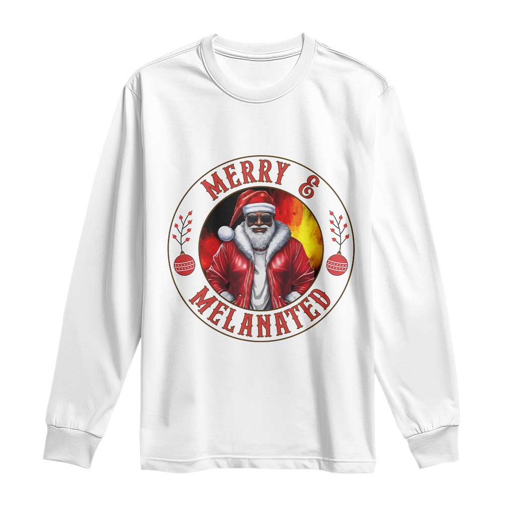 Black Santa Merry And Melanated Long Sleeve Shirt Christmas Holiday Gift - Wonder Print Shop