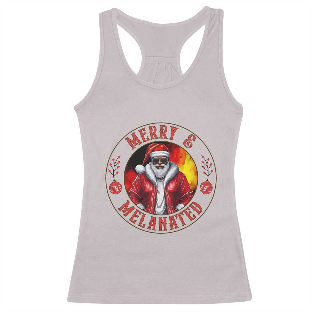 Black Santa Merry And Melanated Racerback Tank Top Christmas Holiday Gift - Wonder Print Shop