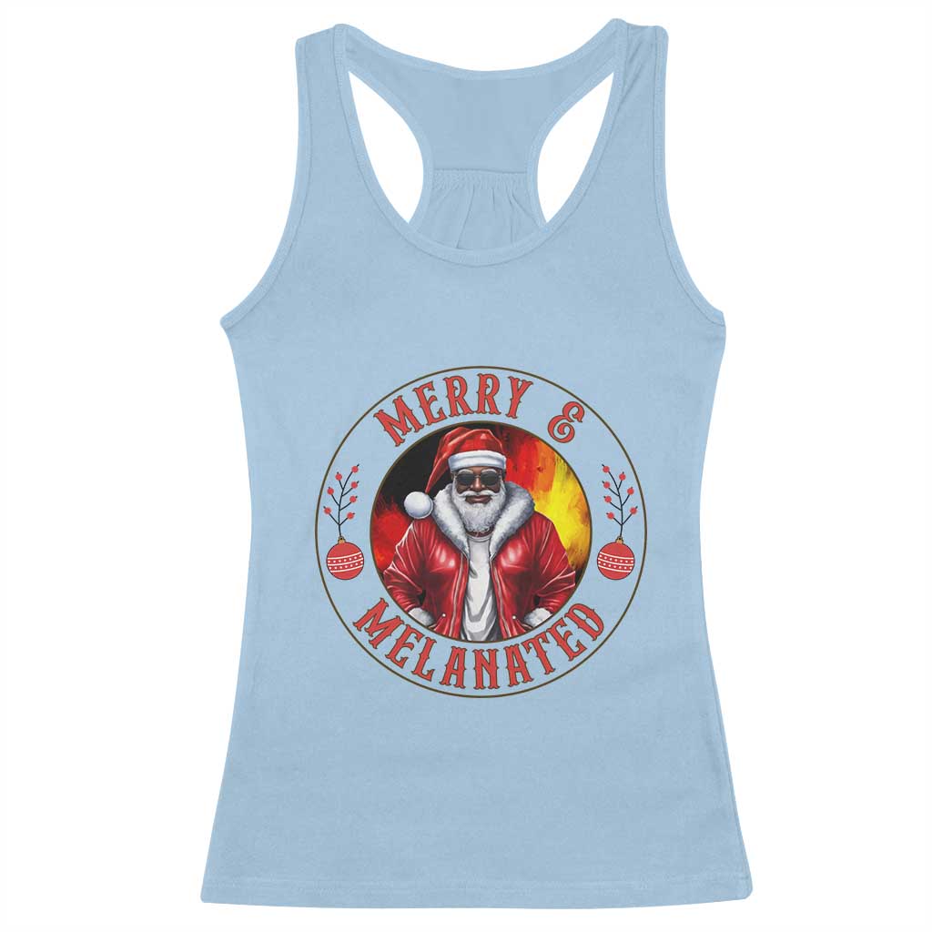 Black Santa Merry And Melanated Racerback Tank Top Christmas Holiday Gift - Wonder Print Shop