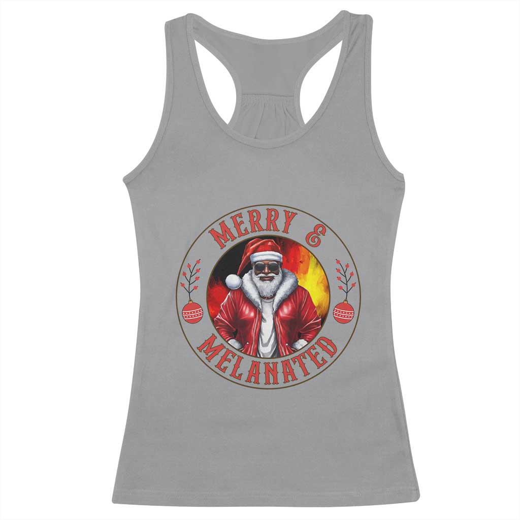 Black Santa Merry And Melanated Racerback Tank Top Christmas Holiday Gift - Wonder Print Shop