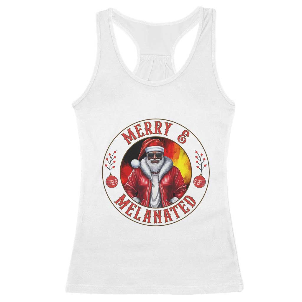Black Santa Merry And Melanated Racerback Tank Top Christmas Holiday Gift - Wonder Print Shop