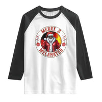 Black Santa Merry And Melanated Raglan Shirt Christmas Holiday Gift - Wonder Print Shop
