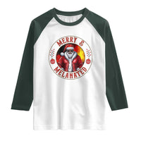 Black Santa Merry And Melanated Raglan Shirt Christmas Holiday Gift - Wonder Print Shop