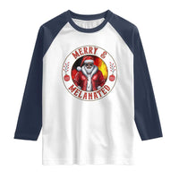 Black Santa Merry And Melanated Raglan Shirt Christmas Holiday Gift - Wonder Print Shop