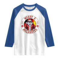 Black Santa Merry And Melanated Raglan Shirt Christmas Holiday Gift - Wonder Print Shop