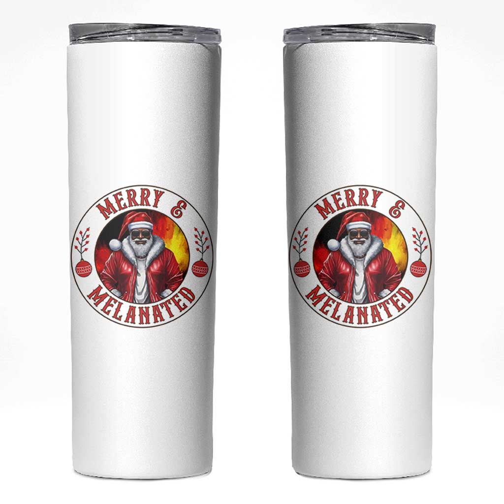 Black Santa Merry And Melanated Skinny Tumbler Christmas Holiday Gift - Wonder Print Shop