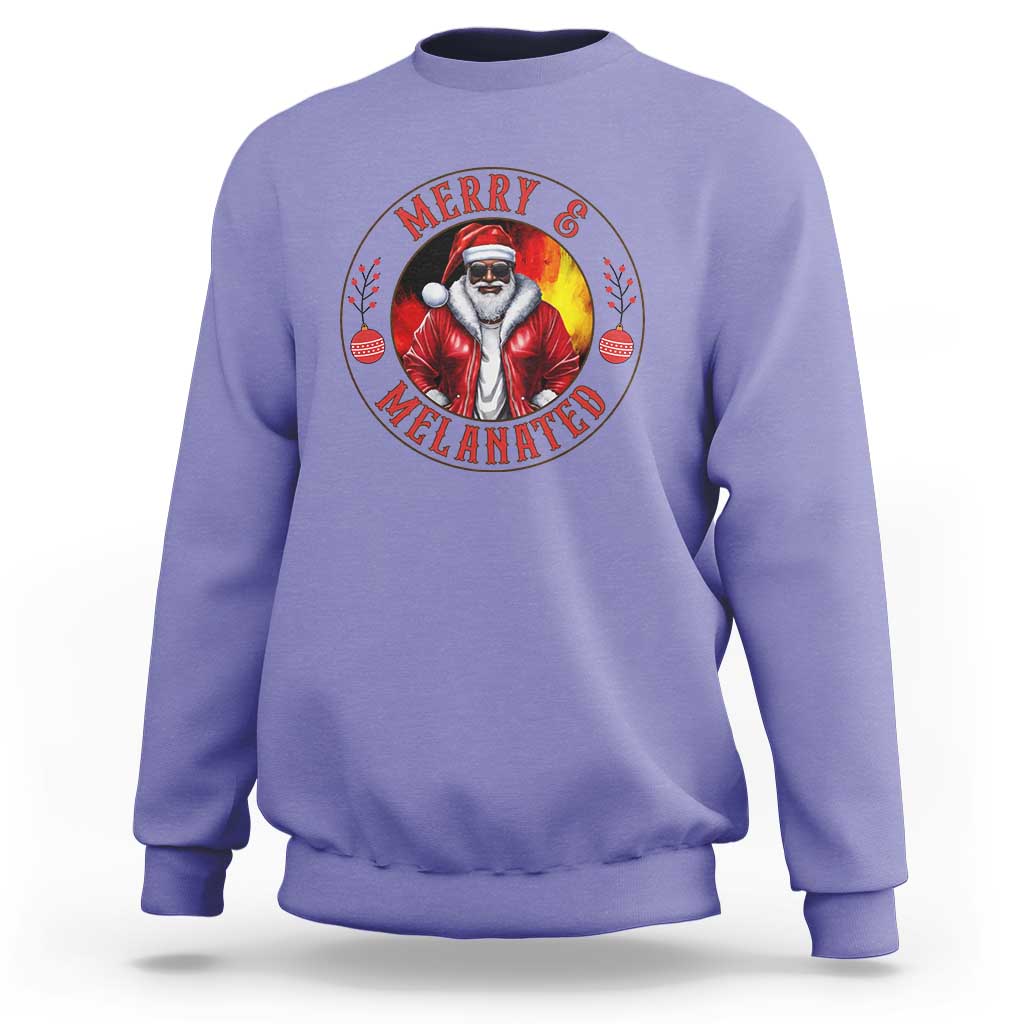 Black Santa Merry And Melanated Sweatshirt Christmas Holiday Gift - Wonder Print Shop