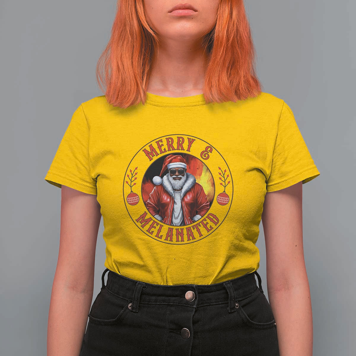 Black Santa Merry And Melanated T Shirt For Women Christmas Holiday Gift - Wonder Print Shop