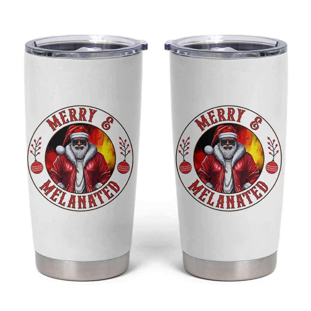 Black Santa Merry And Melanated Tumbler Cup Christmas Holiday Gift - Wonder Print Shop