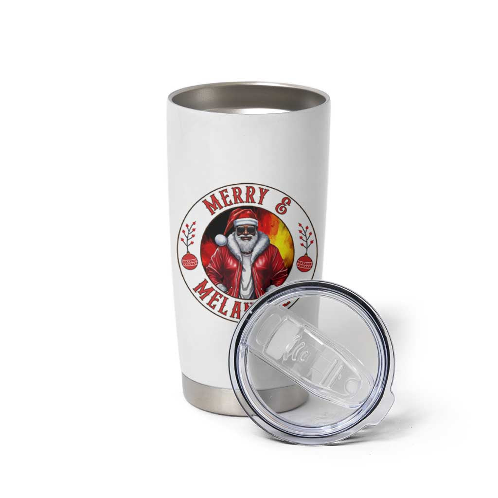 Black Santa Merry And Melanated Tumbler Cup Christmas Holiday Gift - Wonder Print Shop