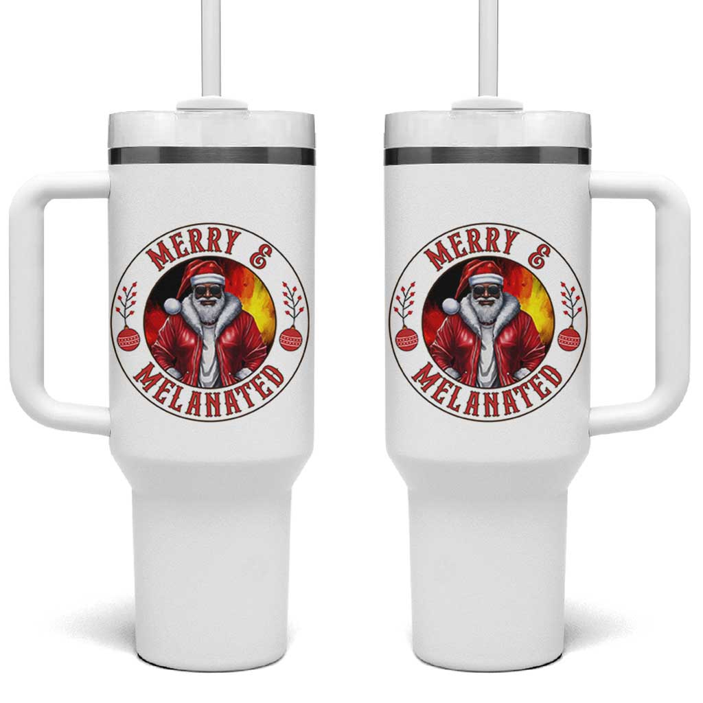 Black Santa Merry And Melanated Tumbler With Handle Christmas Holiday Gift - Wonder Print Shop