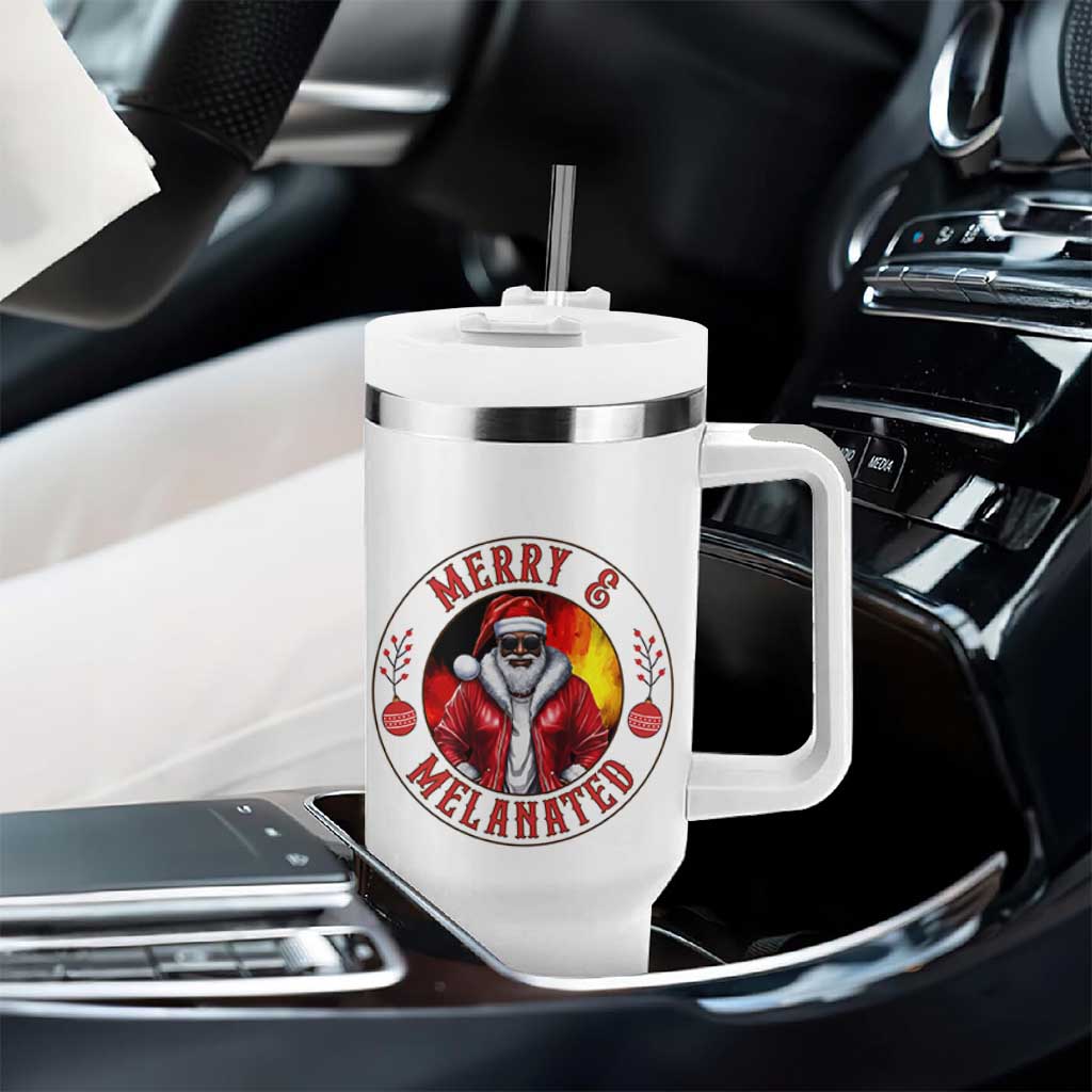 Black Santa Merry And Melanated Tumbler With Handle Christmas Holiday Gift - Wonder Print Shop