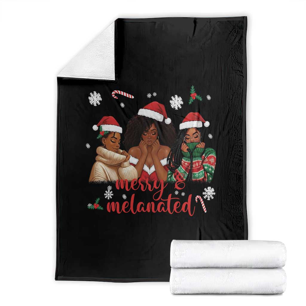 Melanin Christmas Throw Blanket Merry And Melanated Holiday Gift For Girl - Wonder Print Shop
