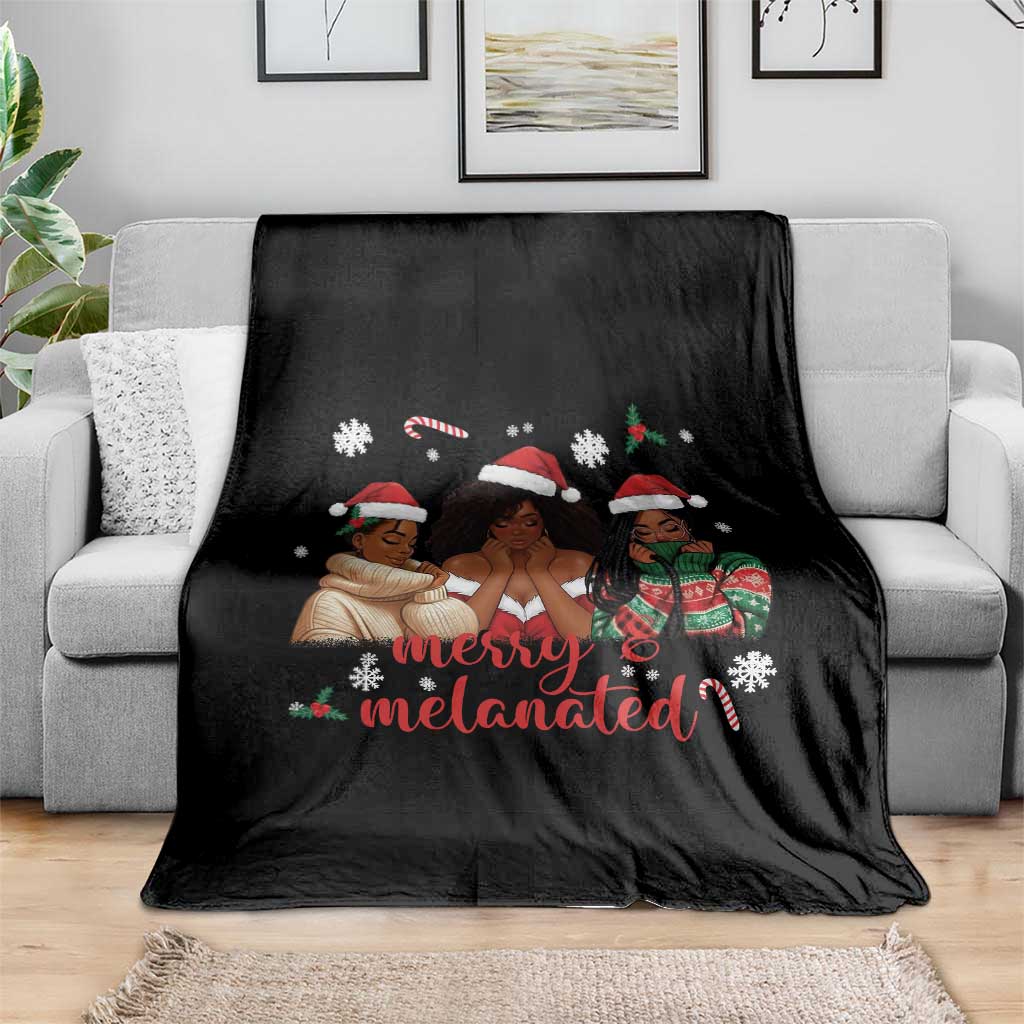 Melanin Christmas Throw Blanket Merry And Melanated Holiday Gift For Girl - Wonder Print Shop