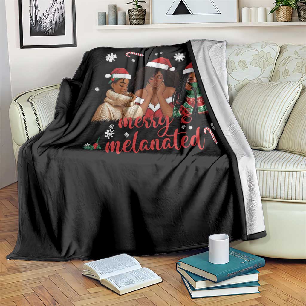 Melanin Christmas Throw Blanket Merry And Melanated Holiday Gift For Girl - Wonder Print Shop