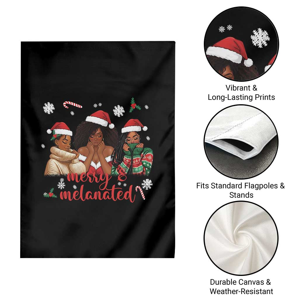 Melanin Christmas Garden Flag Merry And Melanated Holiday Gift For Girl - Wonder Print Shop