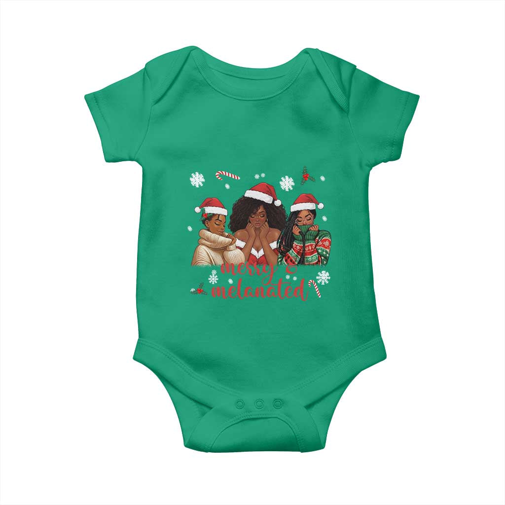 Melanin Christmas Baby Onesie Merry And Melanated Holiday Gift For Girl - Wonder Print Shop