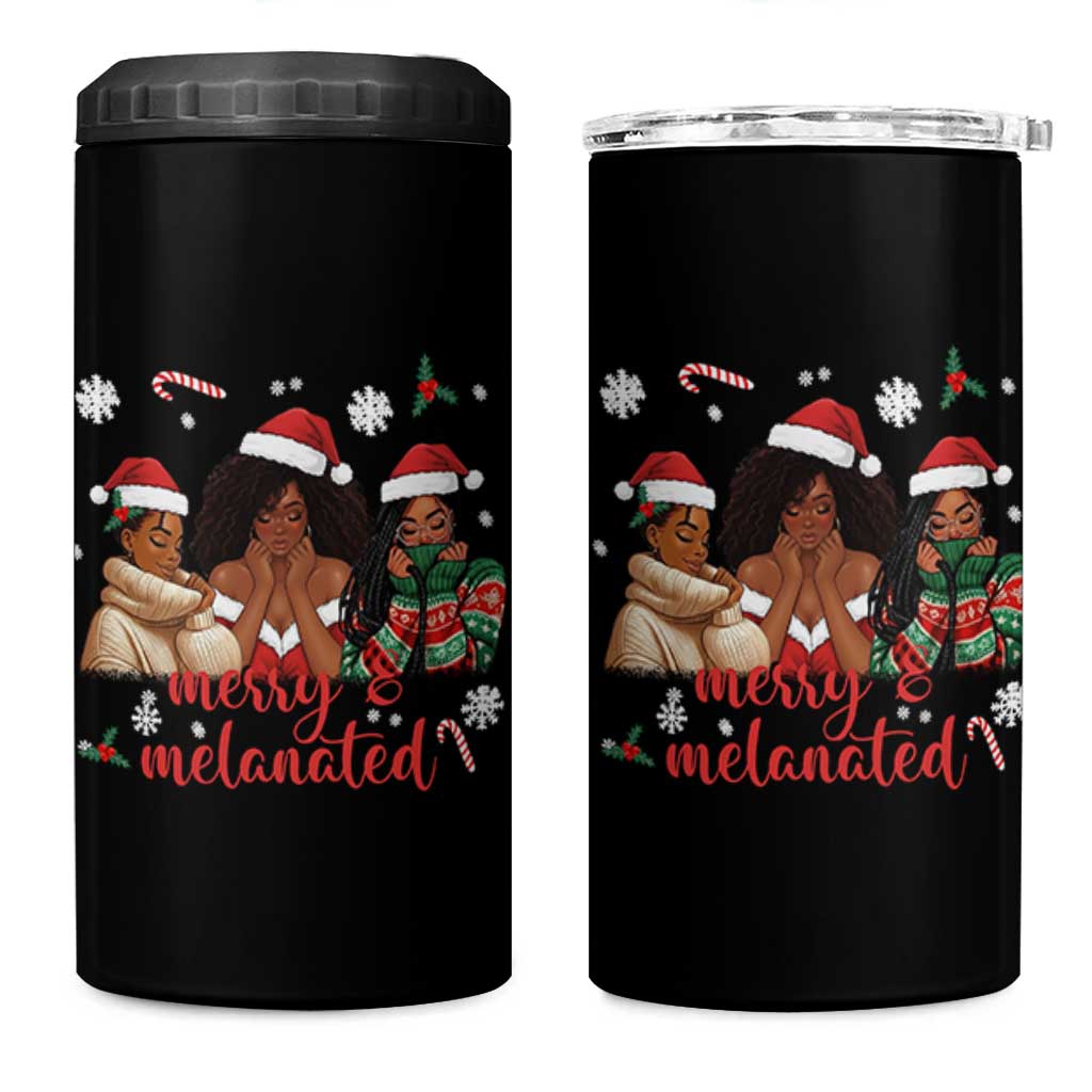 Melanin Christmas 4 in 1 Can Cooler Tumbler Merry And Melanated Holiday Gift For Girl - Wonder Print Shop