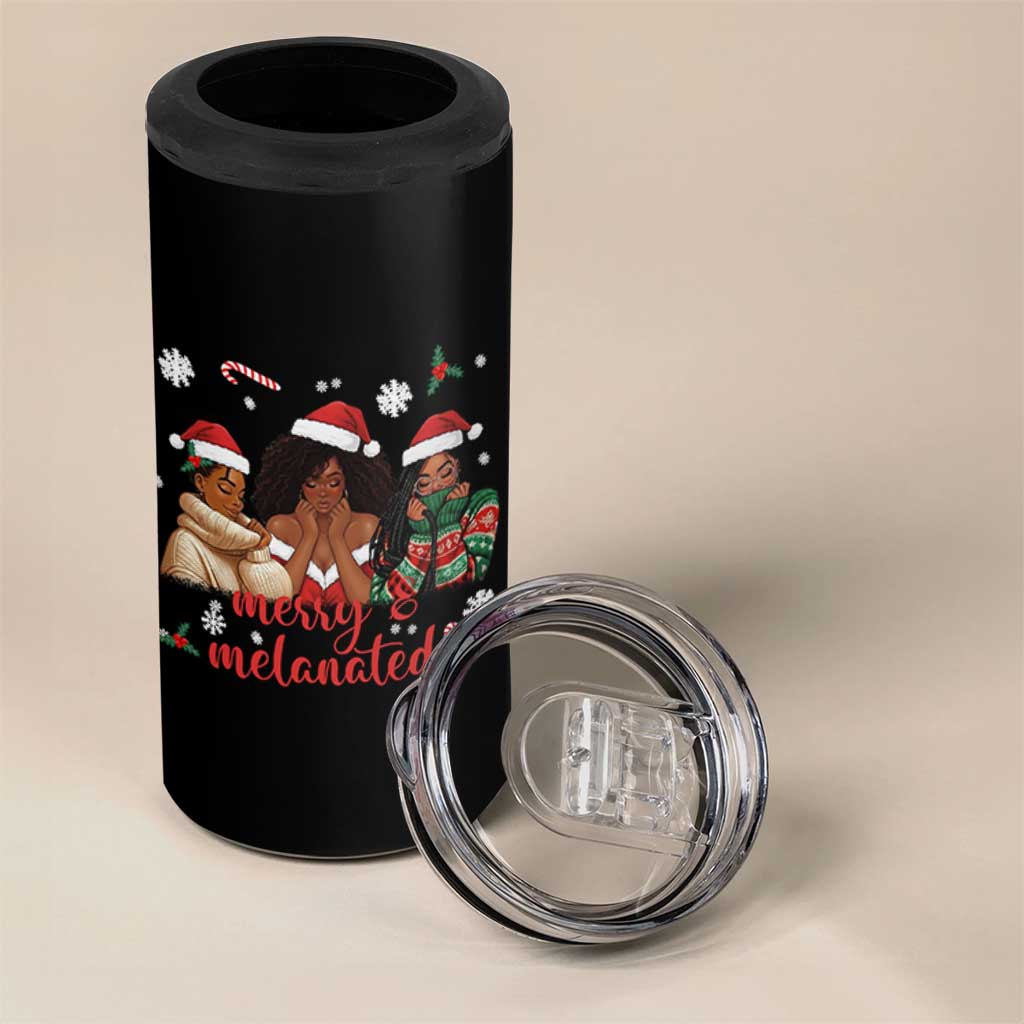 Melanin Christmas 4 in 1 Can Cooler Tumbler Merry And Melanated Holiday Gift For Girl - Wonder Print Shop