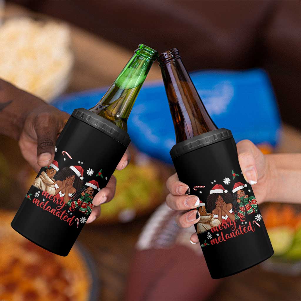 Melanin Christmas 4 in 1 Can Cooler Tumbler Merry And Melanated Holiday Gift For Girl - Wonder Print Shop