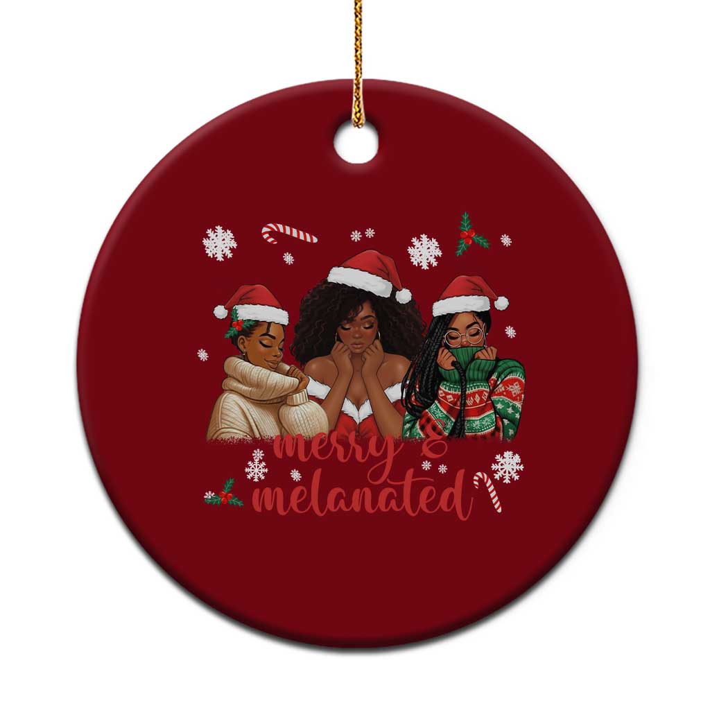 Melanin Christmas Ceramic Ornament Merry And Melanated Holiday Gift For Girl - Wonder Print Shop