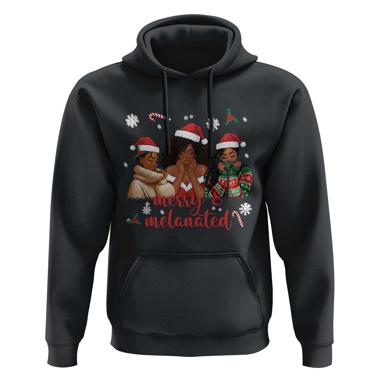 Melanin Christmas Hoodie Merry And Melanated Holiday Gift For Girl - Wonder Print Shop