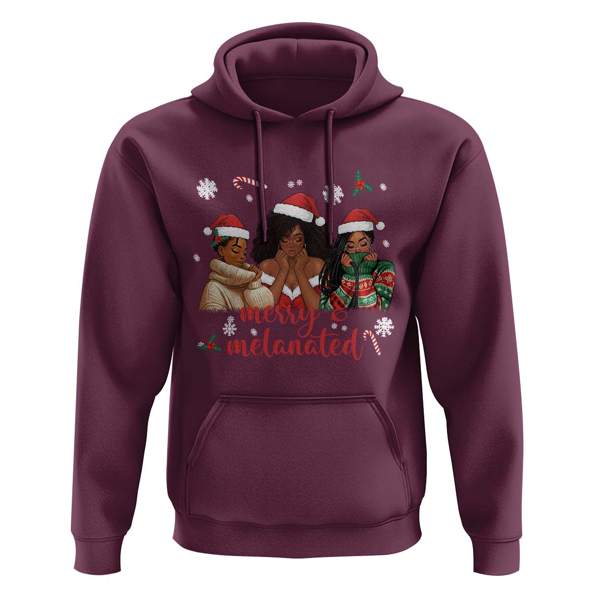 Melanin Christmas Hoodie Merry And Melanated Holiday Gift For Girl - Wonder Print Shop