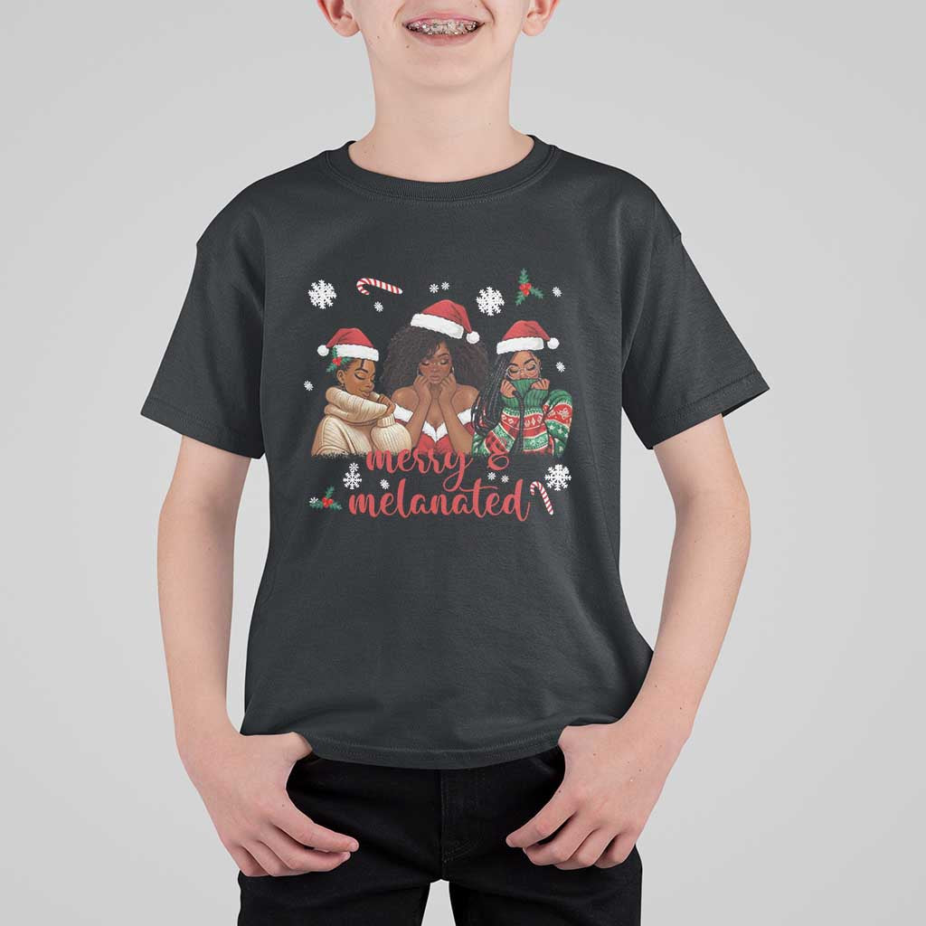Melanin Christmas T Shirt For Kid Merry And Melanated Holiday Gift For Girl - Wonder Print Shop