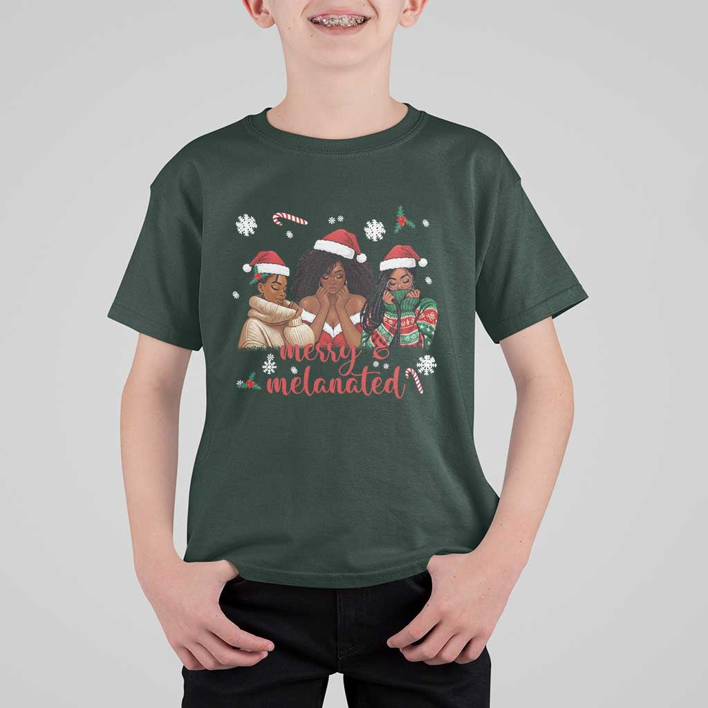 Melanin Christmas T Shirt For Kid Merry And Melanated Holiday Gift For Girl - Wonder Print Shop