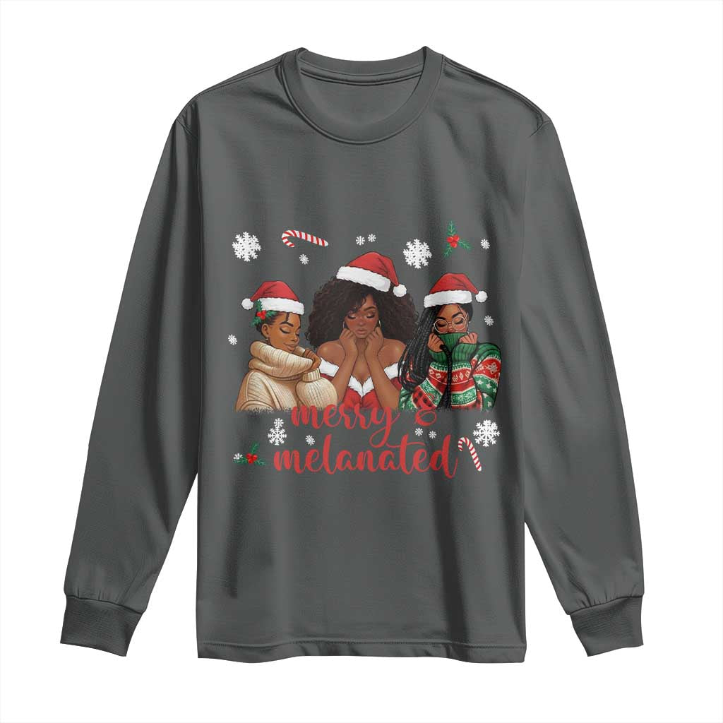 Melanin Christmas Long Sleeve Shirt Merry And Melanated Holiday Gift For Girl - Wonder Print Shop