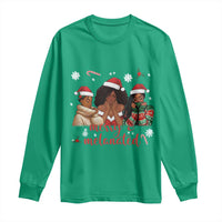 Melanin Christmas Long Sleeve Shirt Merry And Melanated Holiday Gift For Girl - Wonder Print Shop
