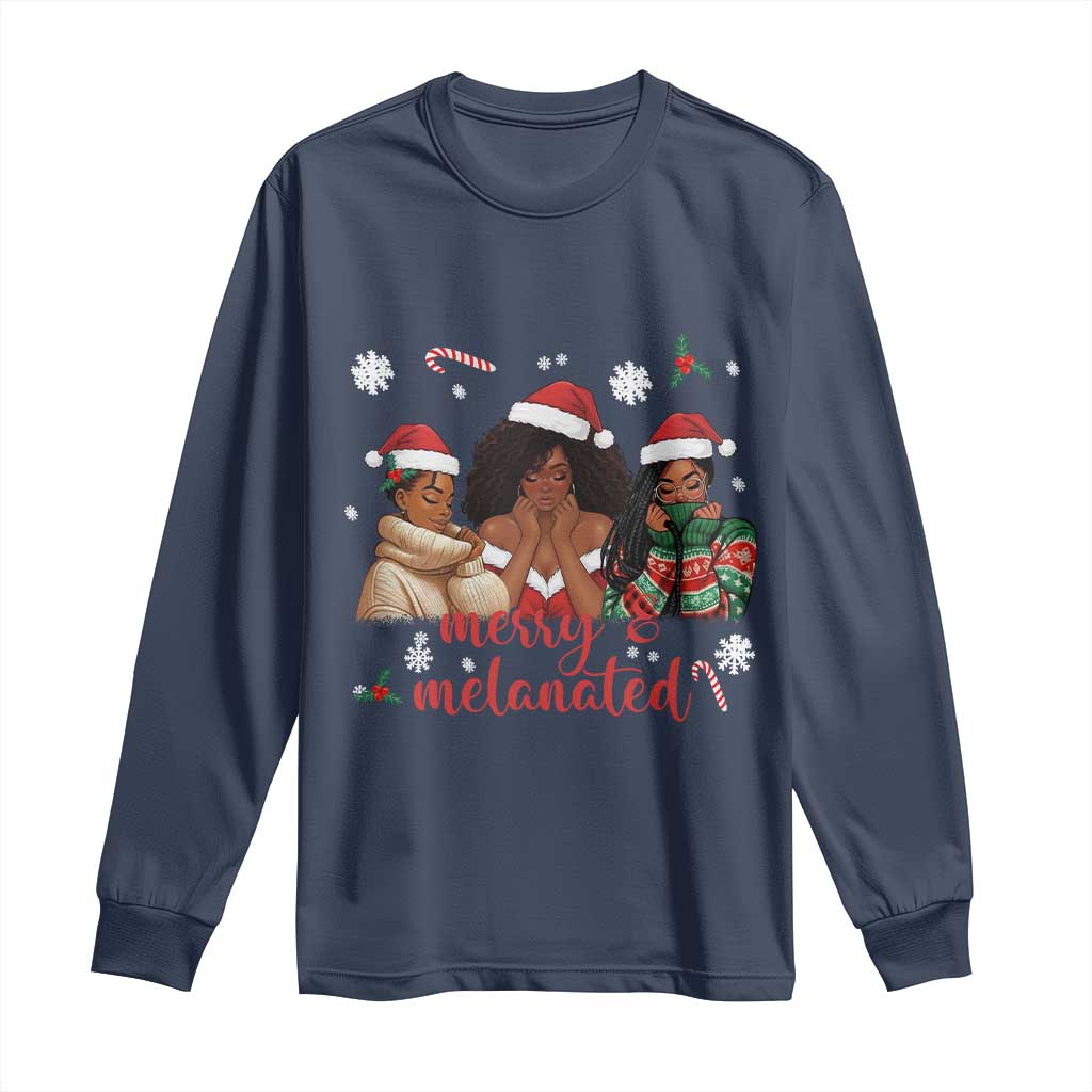 Melanin Christmas Long Sleeve Shirt Merry And Melanated Holiday Gift For Girl - Wonder Print Shop