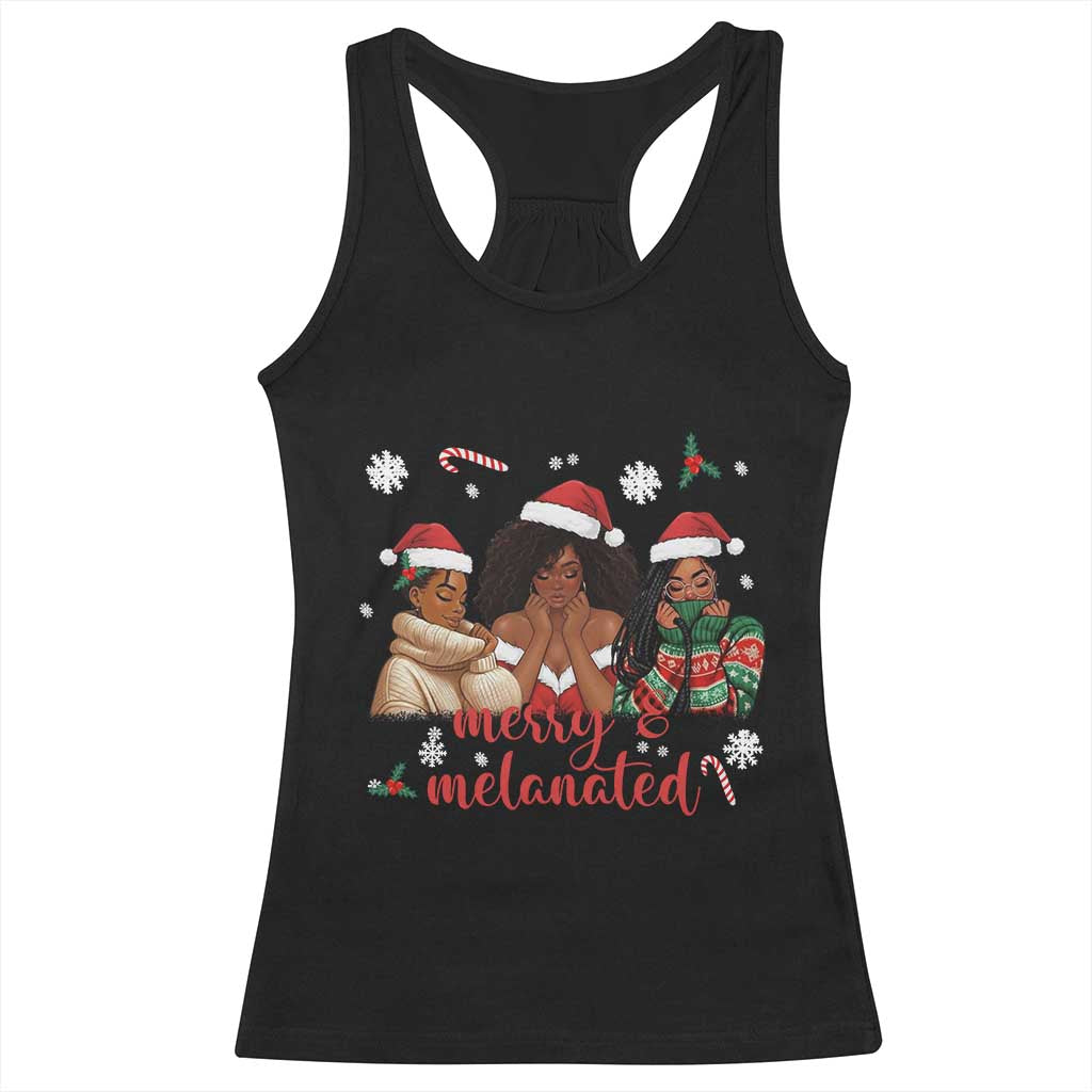 Melanin Christmas Racerback Tank Top Merry And Melanated Holiday Gift For Girl - Wonder Print Shop